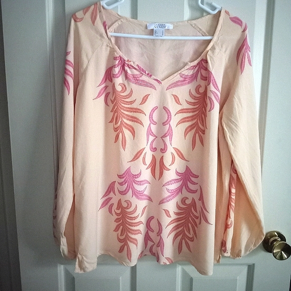 Lascana Venus Tunic Top with Orange and Pink Print Size Medium - Picture 1 of 6